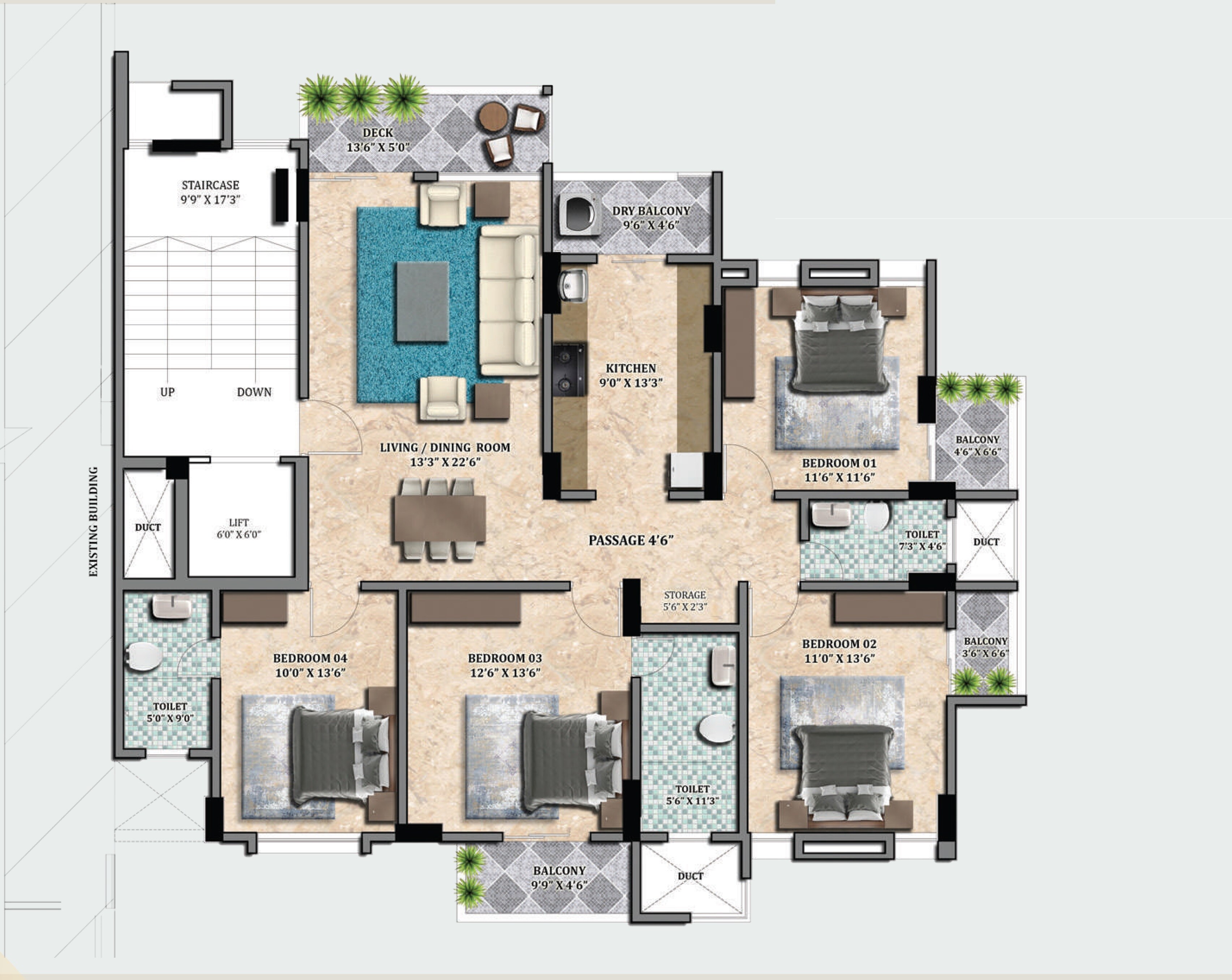 4 BHK 1791 Sq. Ft. Apartment