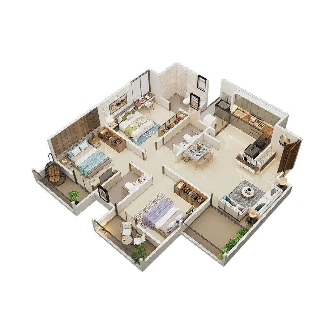 3 BHK 993 Sq. Ft. Apartment