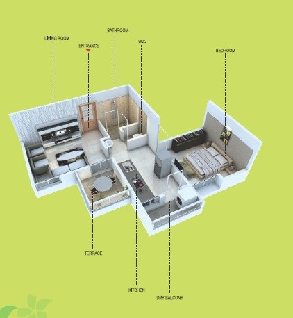 1 BHK 486 Sq. Ft. Apartment