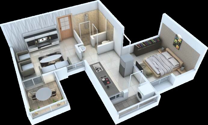 1 BHK 447 Sq. Ft. Apartment