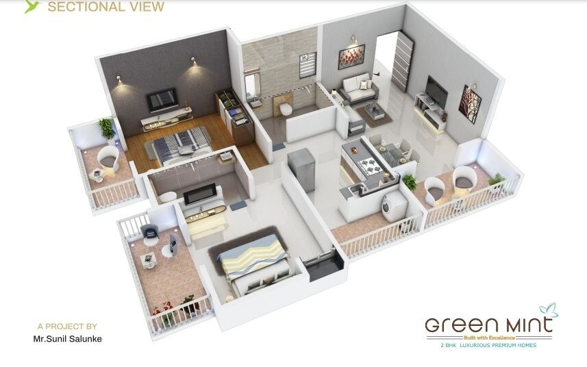 2 BHK 625 Sq. Ft. Apartment