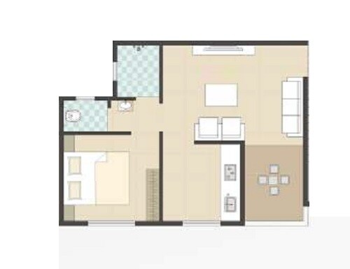 Floor plan of 1 BHK 391 Sq. Ft. Apartment in Growmore Glory, Pune