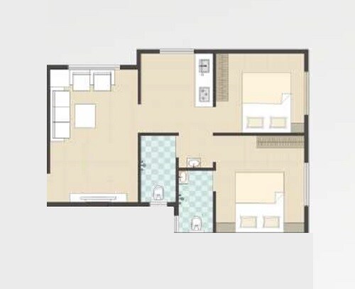 Floor plan of 2 BHK 441 Sq. Ft. Apartment in Growmore Glory, Pune