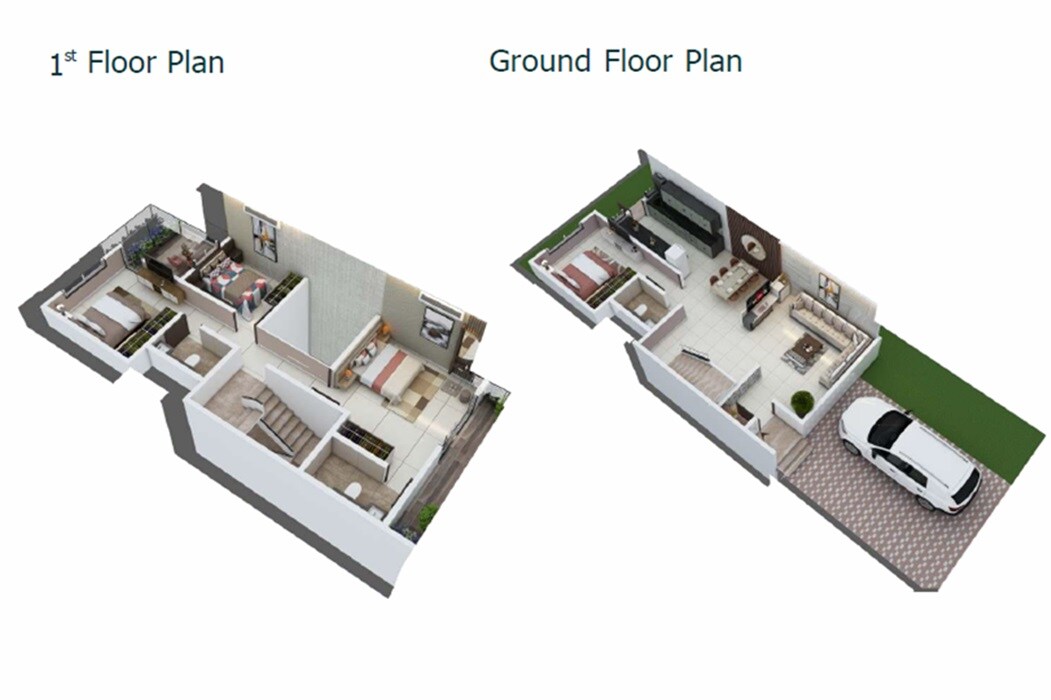 Floor plan of 4 BHK 1400 Sq. Ft. Row House in GS Palash Aarambh, Pune
