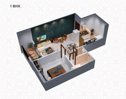 Floor plan of 1 BHK 436 Sq. Ft. Apartment in GS Silver Square, Pune