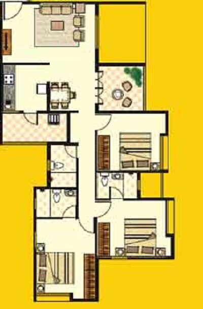 3 BHK 1027 Sq. Ft. Apartment