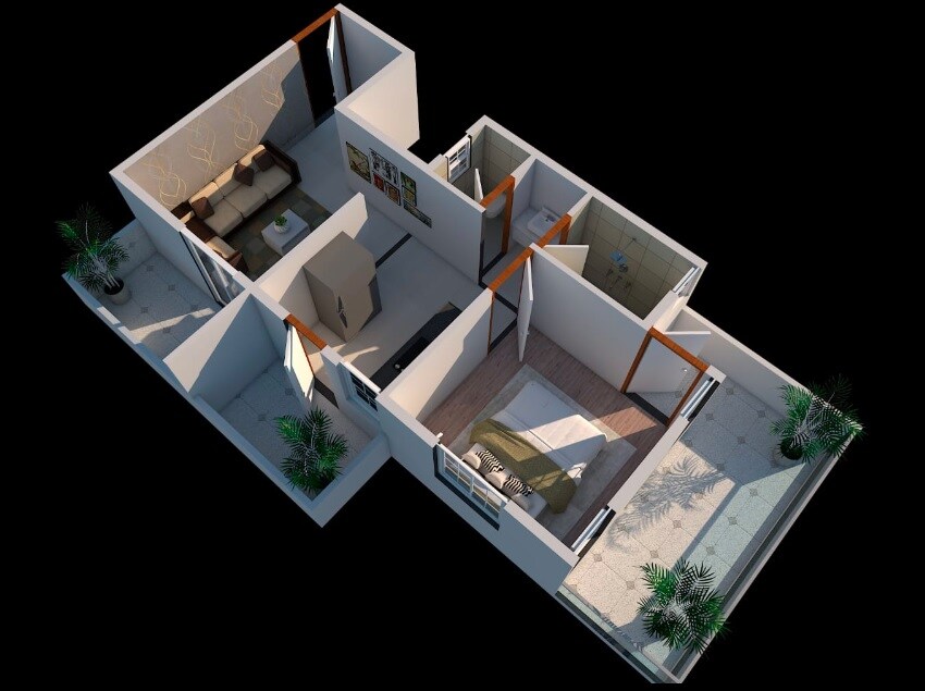 Floor plan of 1 BHK 378 Sq. Ft. Apartment in Gupta Cherry Hills, Pune