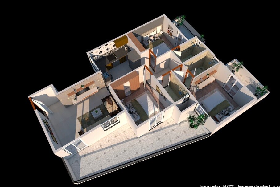 Floor plan of 3 BHK 796 Sq. Ft. Apartment in Gupta Cherry Hills, Pune
