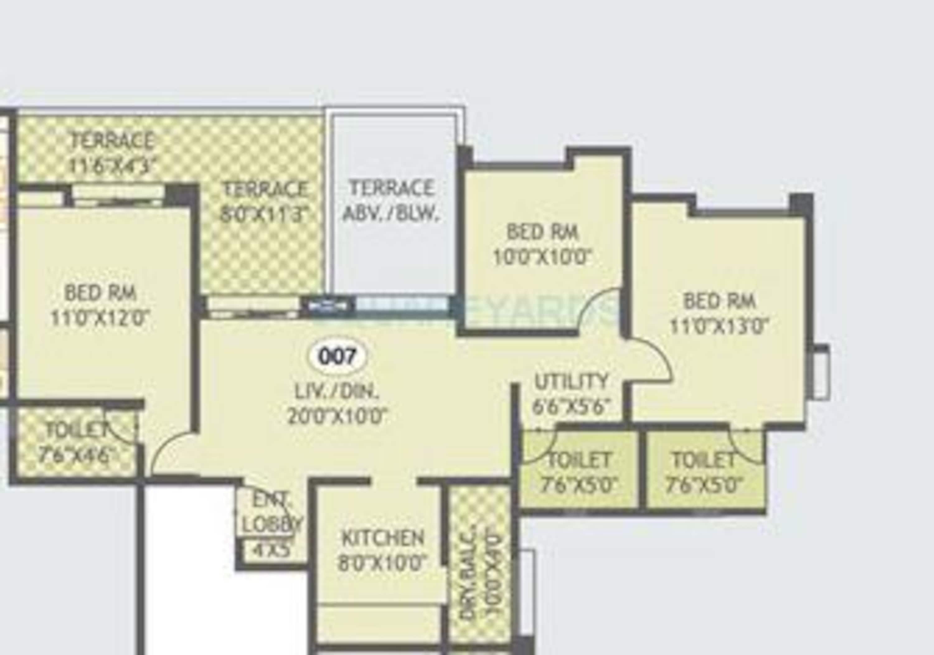 gurdian hill shire apartment 3bhk 1360sqft 1
