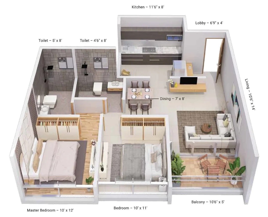 2 BHK 403 Sq. Ft. Apartment in Gurudatta Rudraksh Vantage