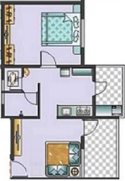 Floor plan of 1 BHK 323 Sq. Ft. Apartment in Gurukripa Pavani Park, Pune