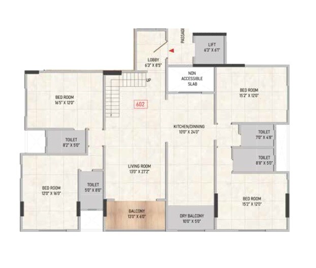 Floor plan of 4 BHK 1747 Sq. Ft. Apartment in Guruprasad Kunj Apartment, Pune