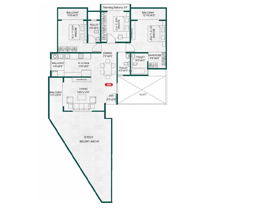 3 BHK 1708 Sq. Ft. Apartment