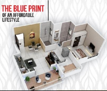 Floor plan of 1 BHK 432 Sq. Ft. Apartment in Haware Grace, Pune