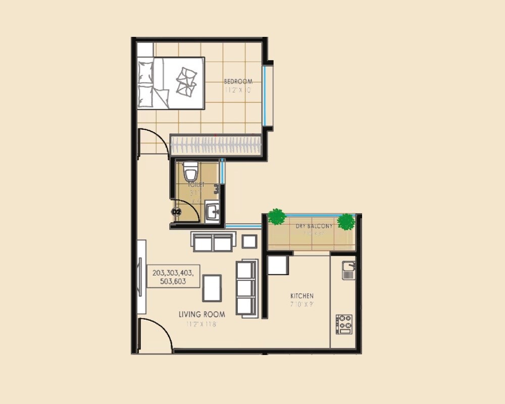 1 BHK 448 Sq. Ft. Apartment