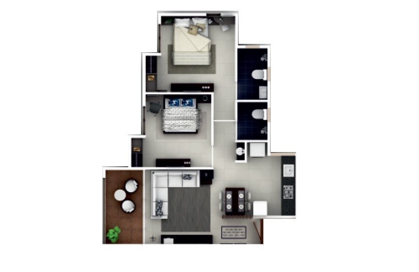 Floor plan of 2 BHK 433 Sq. Ft. Apartment in Highpoint ITrend Homes Phase 2, Pune