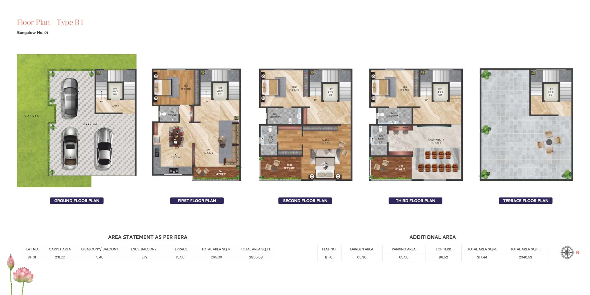 Floor plan of 5 BHK 2855 Sq. Ft. Villa in HR Kesar Kalhaar, Pune