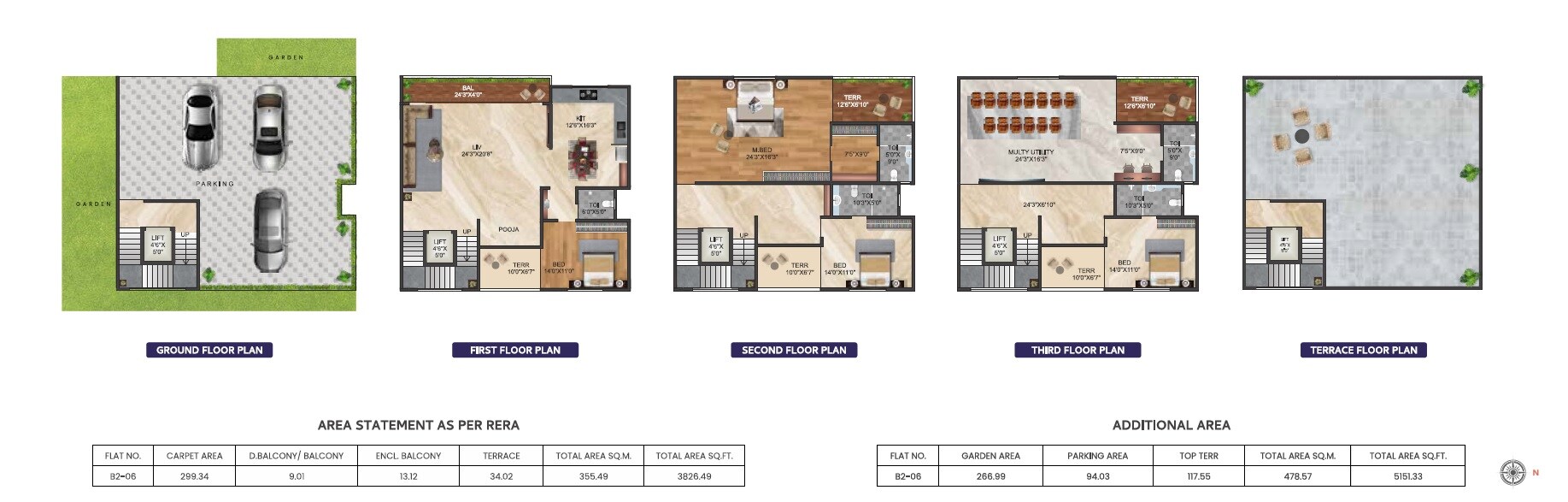 Floor plan of 5 BHK 3826 Sq. Ft. Villa in HR Kesar Kalhaar, Pune