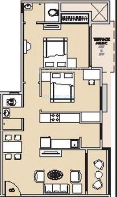 Floor plan of 2 BHK 1122 Sq. Ft. Apartment in Hubtown Countrywoods, Pune