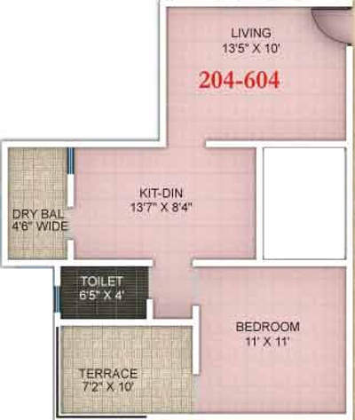 Floor plan of 1 BHK 535 Sq. Ft. Apartment in Icon Viva, Pune