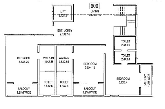 Floor plan of 3 BHK 1380 Sq. Ft. Apartment in Ikon Jaigad, Pune