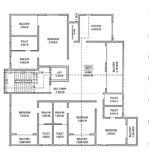 Floor plan of 4 BHK 2416 Sq. Ft. Apartment in Ikon Jaigad, Pune