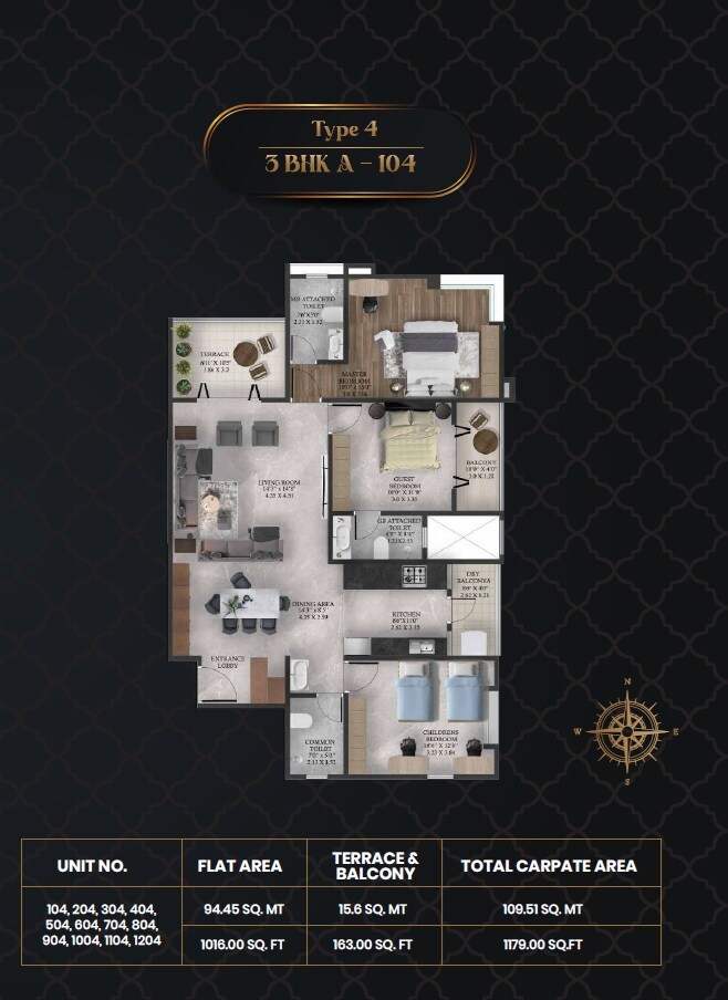 3 BHK 1179 Sq. Ft. Apartment