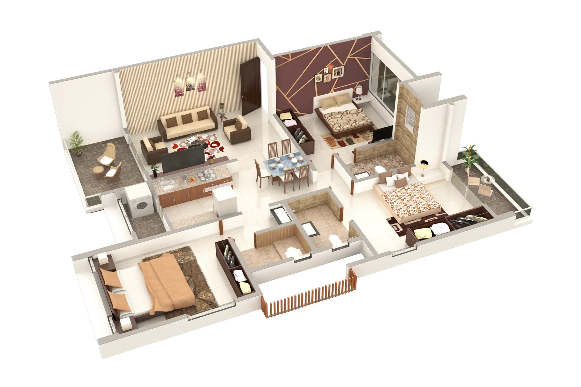 Floor plan of 3 BHK 1158 Sq. Ft. Apartment in Infinia Spring Hills, Pune