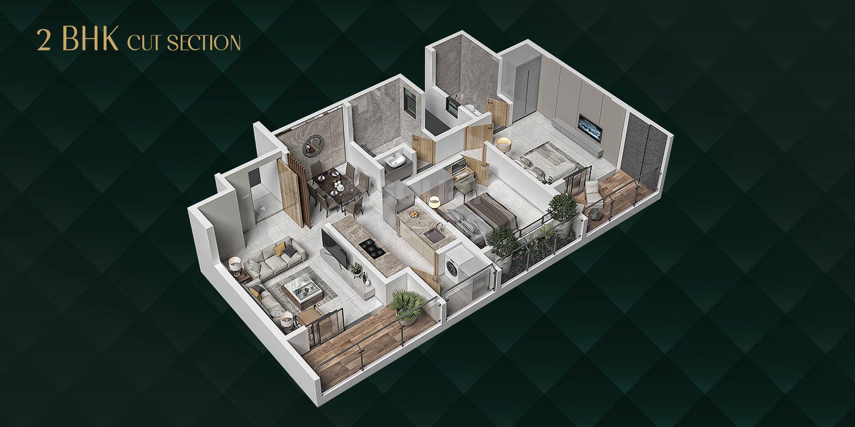 2 BHK 795 Sq. Ft. Apartment