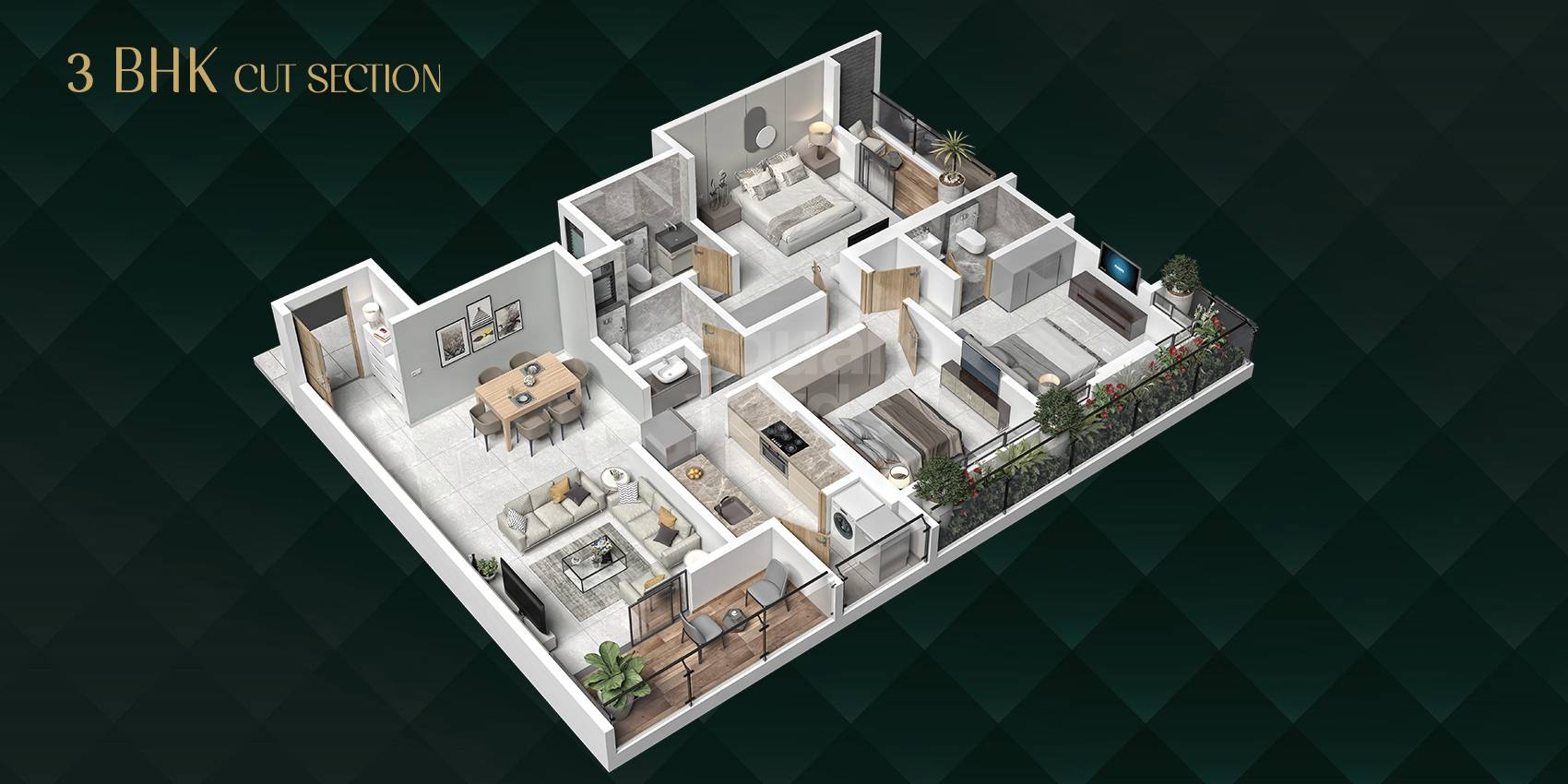 3 BHK 1102 Sq. Ft. Apartment