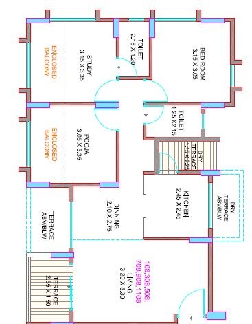 Floor plan of 2 BHK 682 Sq. Ft. Apartment in Ishwar River Residency Phase 4, Pune