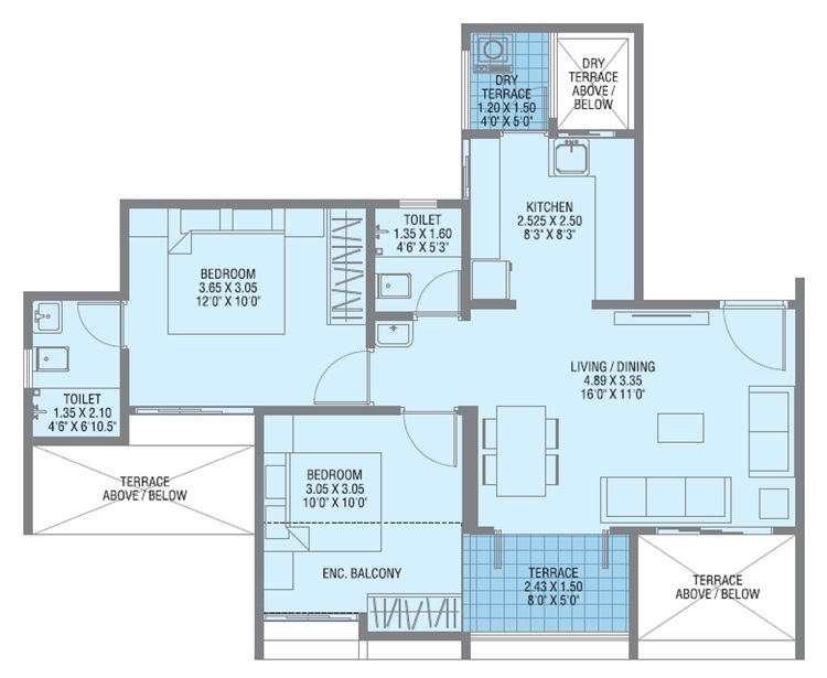 2 BHK 638 Sq. Ft. Apartment in J N Adiamville