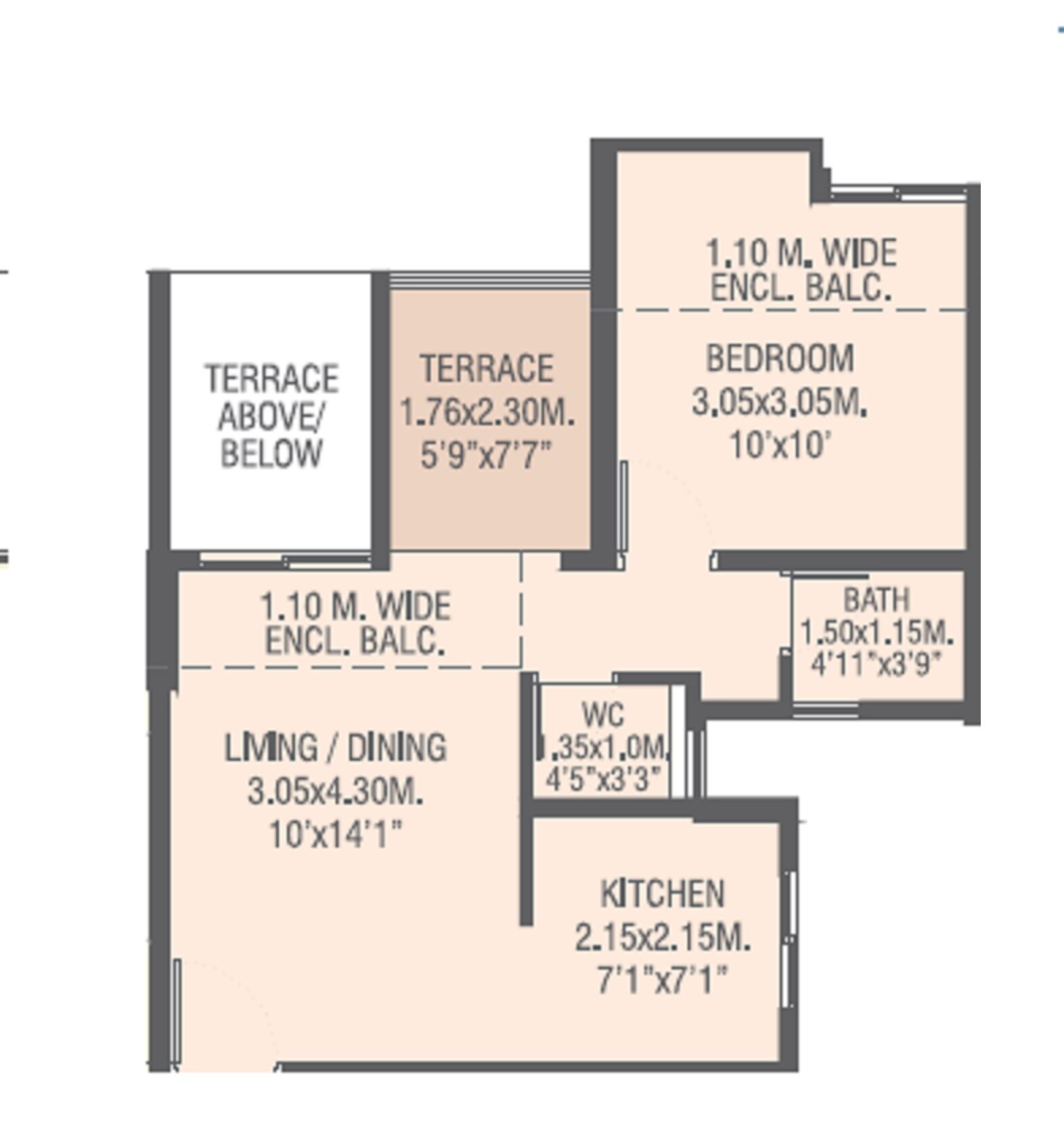 1 BHK 642 Sq. Ft. Apartment