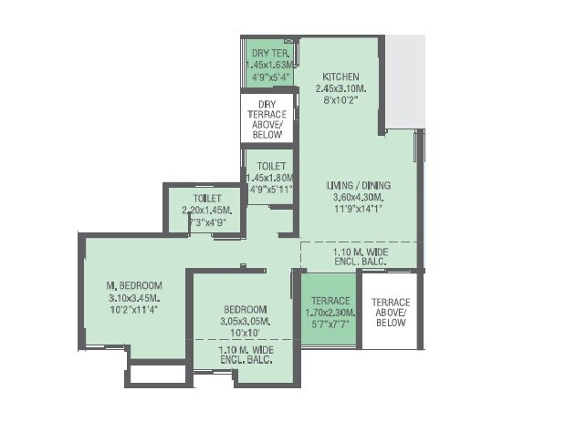 2 BHK 676 Sq. Ft. Apartment