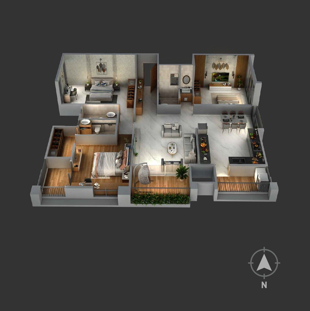 Floor plan of 3 BHK 1545 Sq. Ft. Apartment in Jaykamal Avasar, Pune