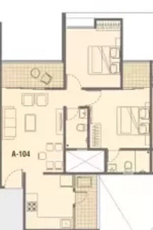 Floor plan of 2 BHK 722 Sq. Ft. Apartment in JD Gaatha, Pune