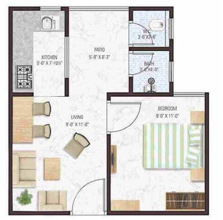 1 BHK 420 Sq. Ft. Apartment