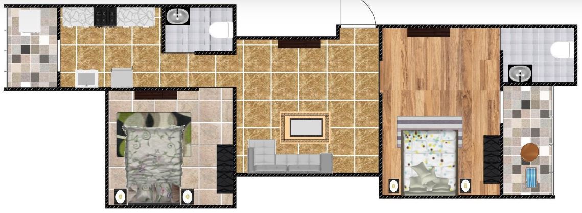 Floor plan of 2 BHK 641 Sq. Ft. Apartment in JD Green Paradise B Wing, Pune