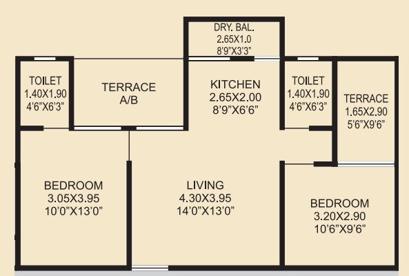 2 BHK 427 Sq. Ft. Apartment