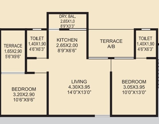 2 BHK 592 Sq. Ft. Apartment