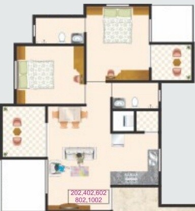 Floor plan of 2 BHK 532 Sq. Ft. Apartment in Jhamtani Ace Almighty Phase I, Pune
