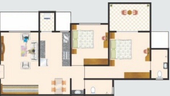 Floor plan of 2 BHK 550 Sq. Ft. Apartment in Jhamtani Ace Almighty Phase I, Pune