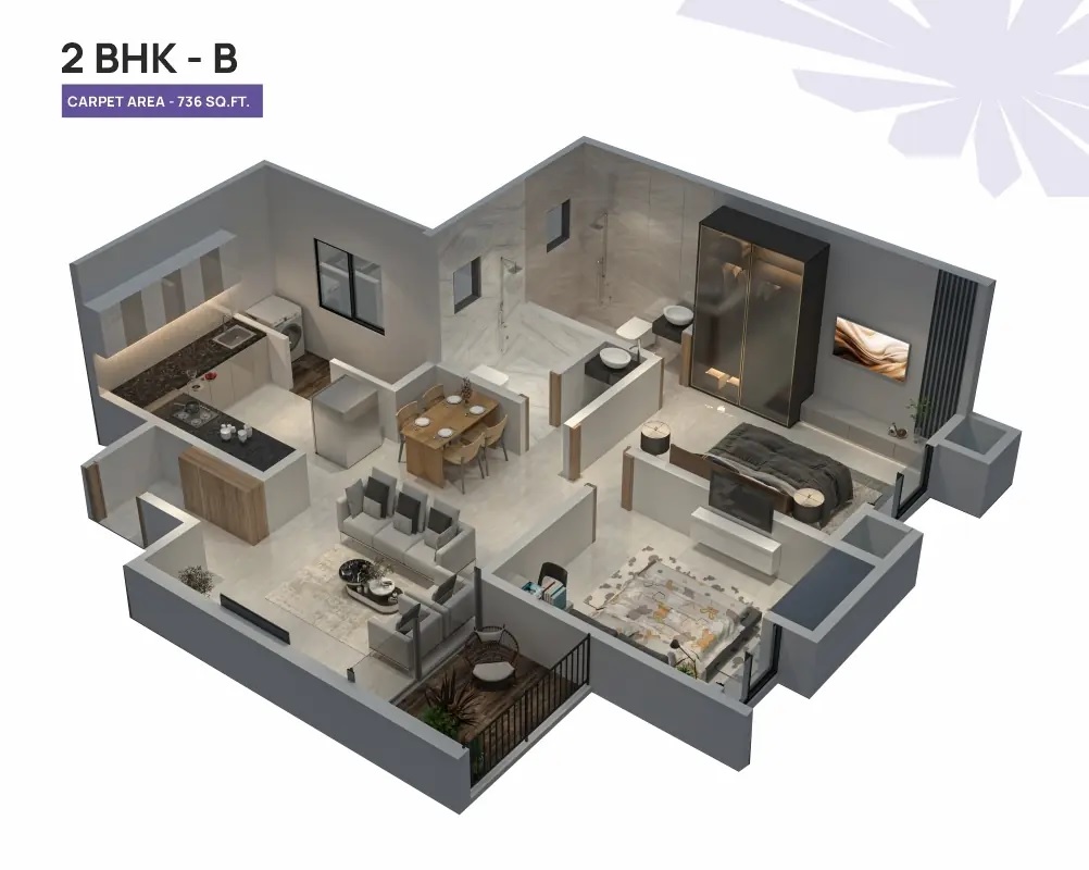 2 BHK 736 Sq. Ft. Apartment in Jhamtani Ace Aster