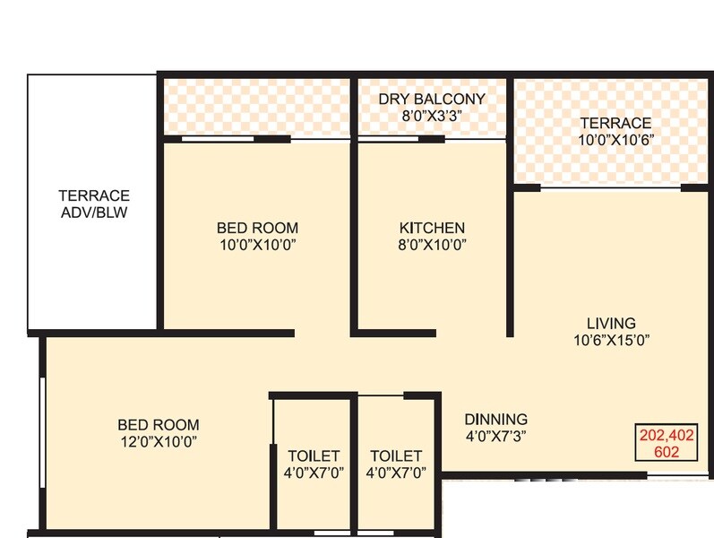2 BHK 691 Sq. Ft. Apartment