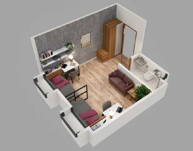 Floor plan of 220 Sq. Ft. Studio in Jhamtani Biz Core, Pune