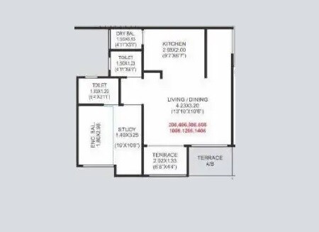 Floor plan of 1 BHK 377 Sq. Ft. Apartment in Jhamtani Vision Ace Phase 1, Pune
