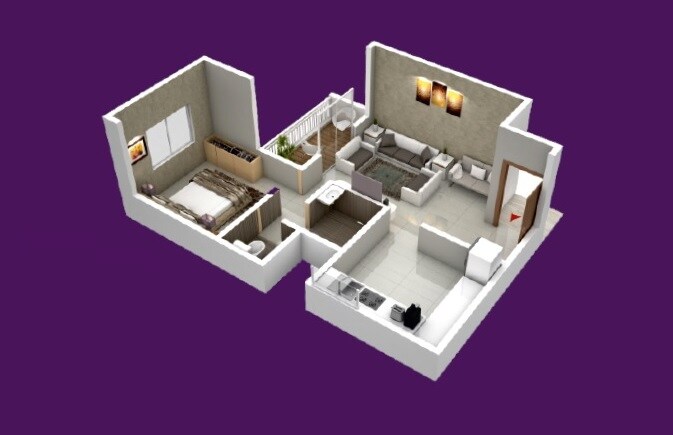 Floor plan of 1 BHK 471 Sq. Ft. Apartment in JJ Mauli Pradnyesh Shriniwas, Pune