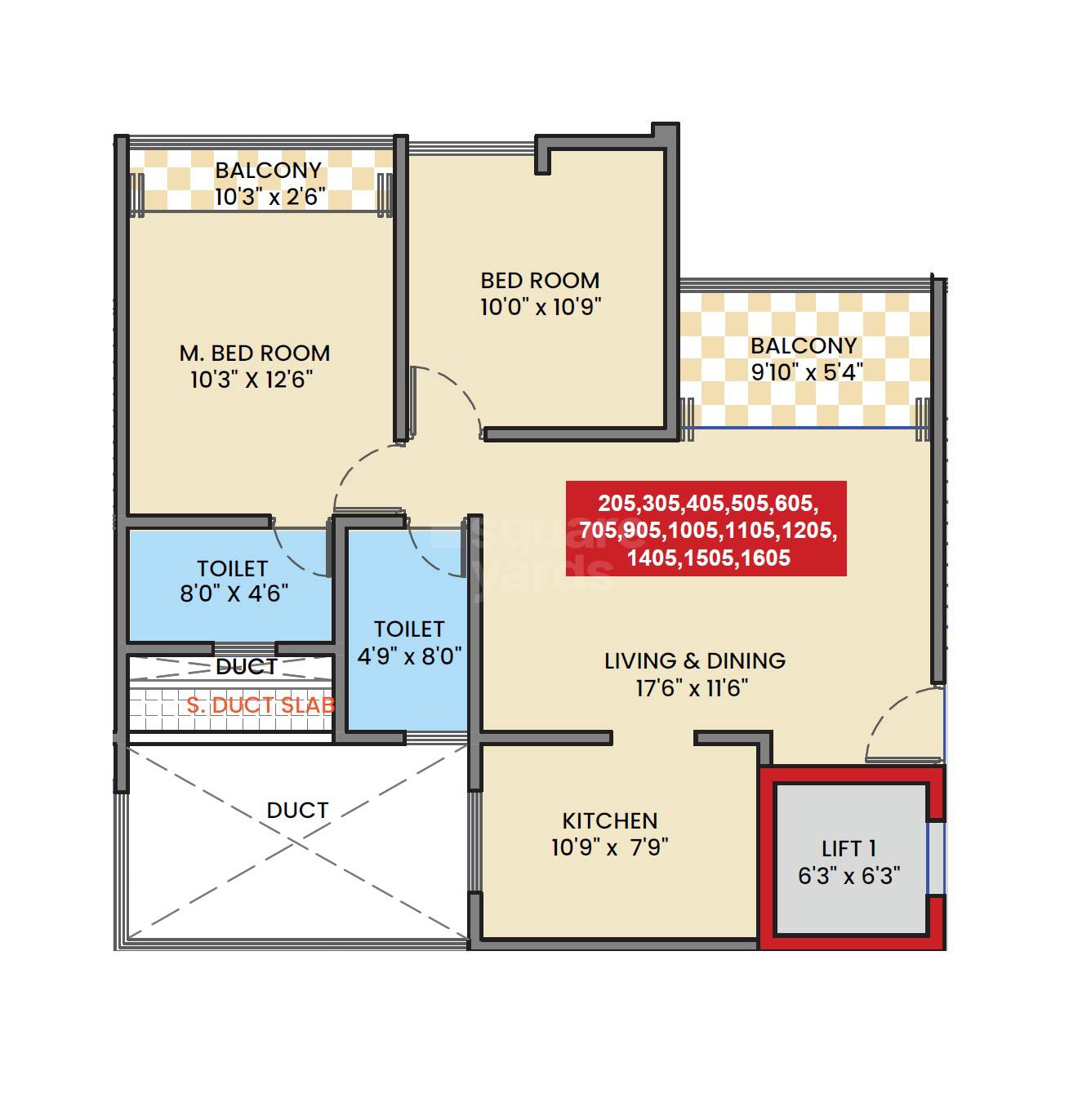 Floor plan of 2 BHK 724 Sq. Ft. Apartment in JK Sahadeo Polaris, Pune