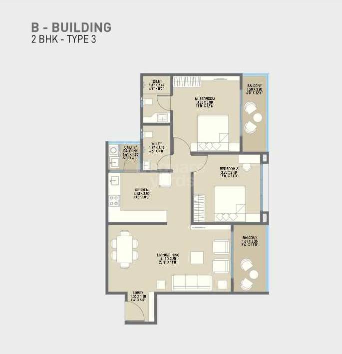 2 BHK 744 Sq. Ft. Apartment