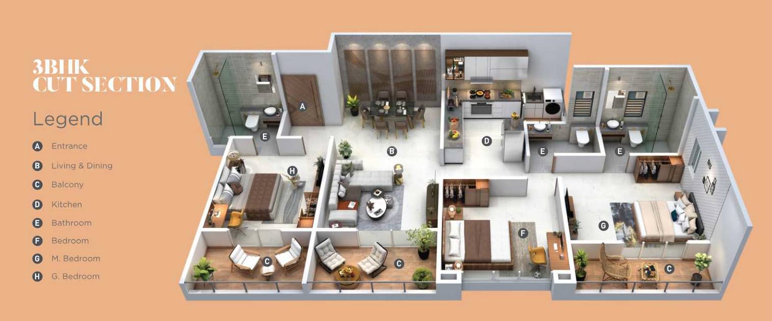 3 BHK 1093 Sq. Ft. Apartment